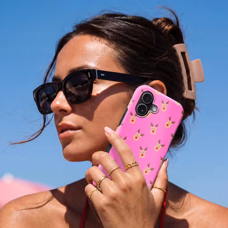 Telefoonhoesje Toughcase - Rendieren - Kerst - Neon - Roze — 6