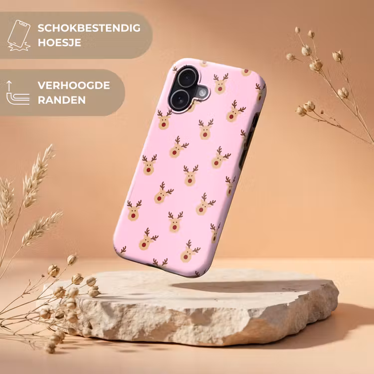 Telefoonhoesje Toughcase - Rendieren - Kerst - Roze — 5