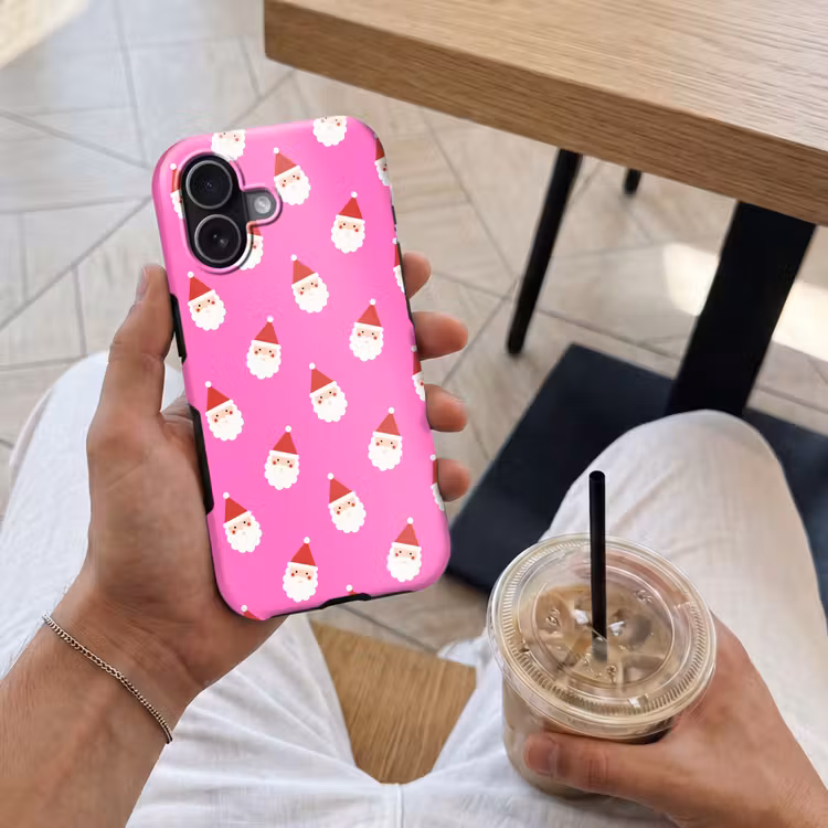 Telefoonhoesje Toughcase - Kerstman - Kerst - Roze - Rood — 4