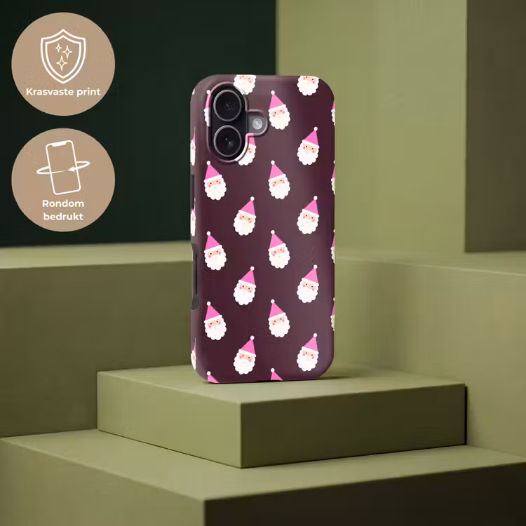 Telefoonhoesje Toughcase - Kerstman - Kerst - Roze - Burgundy — 7