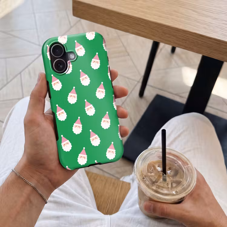 Telefoonhoesje Toughcase - Kerstman - Kerst - Roze - Groen — 4