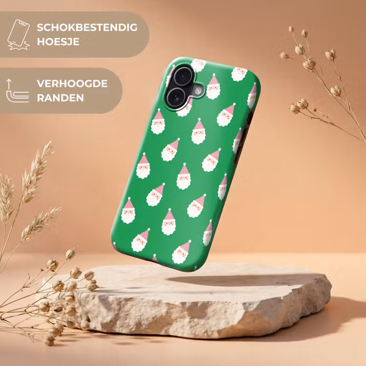 Telefoonhoesje Toughcase - Kerstman - Kerst - Roze - Groen — 5