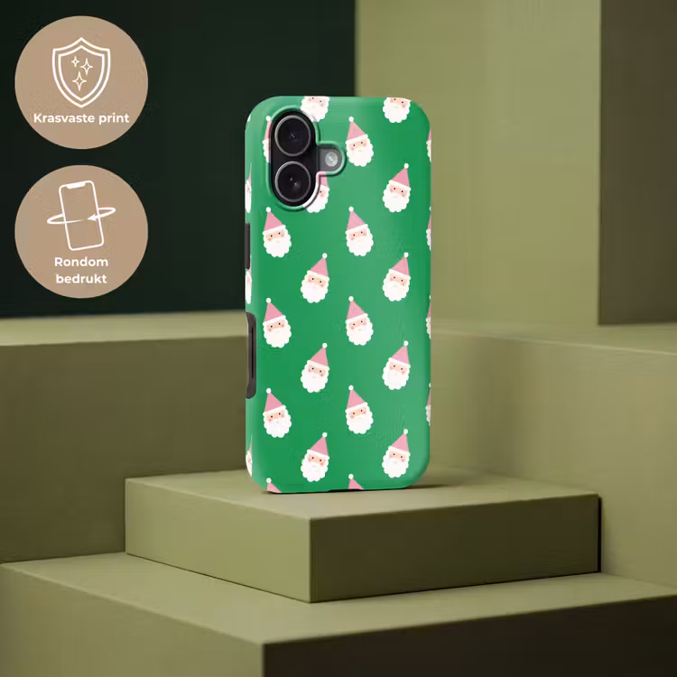 Telefoonhoesje Toughcase - Kerstman - Kerst - Roze - Groen — 7