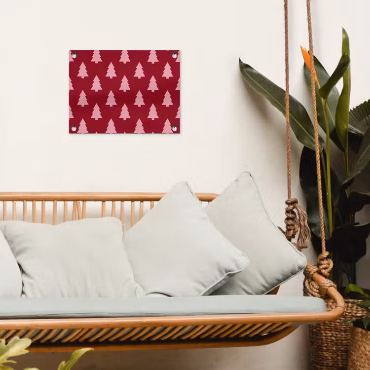 Tuinposter - Kerstboom - Burguny - Roze — 5