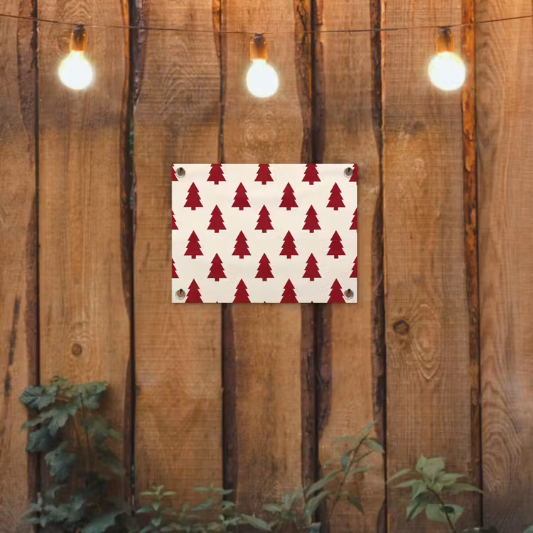 Tuinposter - Kerstboom - Crème - Rood — 2