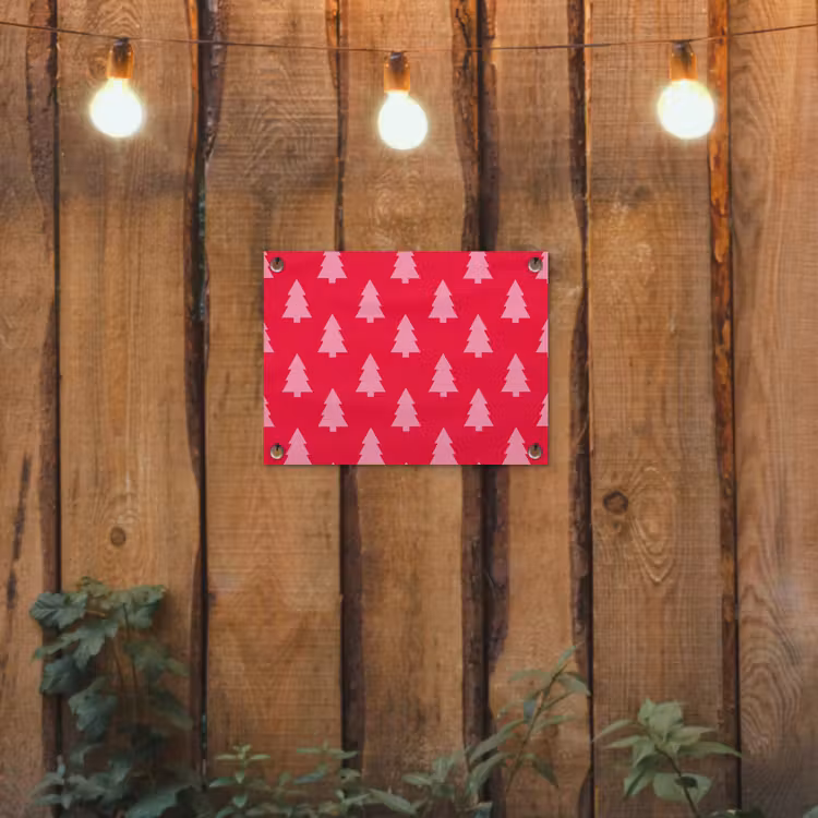 Tuinposter - Kerstboom - Roze - Rood — 2