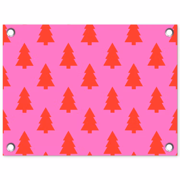 Tuinposter - Kerstboom - Rood - Neon — 1