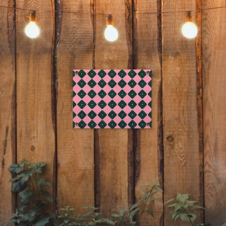 Tuinposter - Kerst - Roze - Groen - Ster — 2