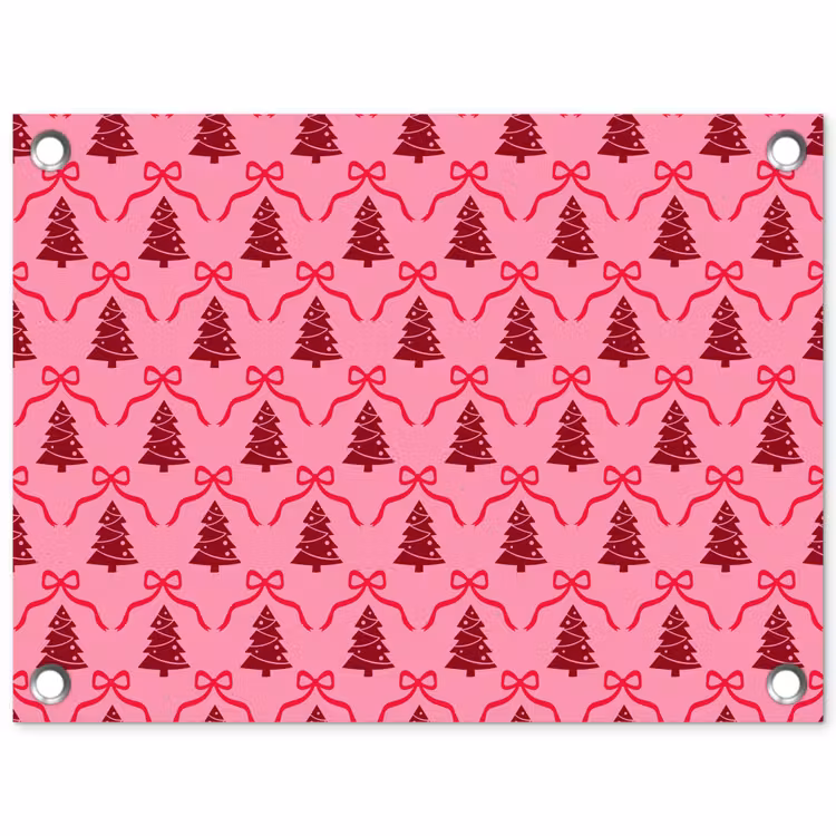 Tuinposter - Kerst - Rood - Roze - Strik — 1