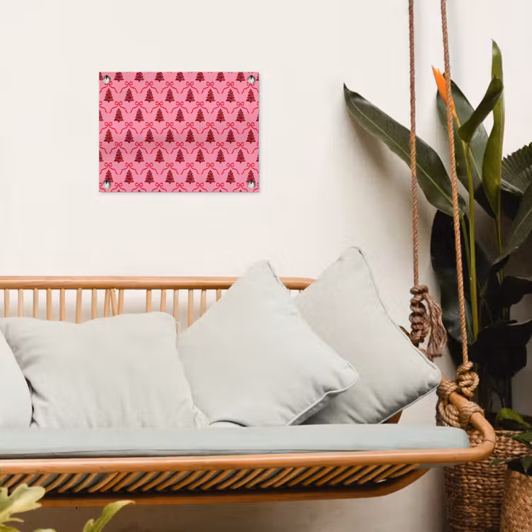 Tuinposter - Kerst - Rood - Roze - Strik — 5
