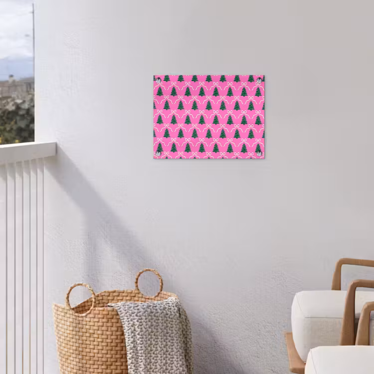 Tuinposter - Kerst - Roze - Wit - Strik — 3