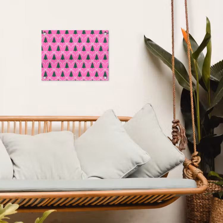 Tuinposter - Kerst - Roze - Wit - Strik — 5