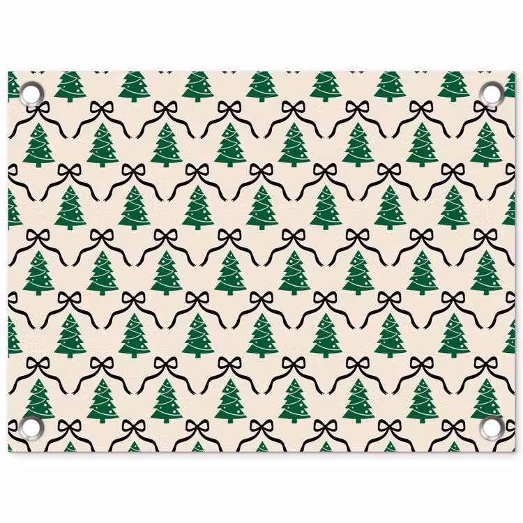Tuinposter - Kerst - Wit - Zwart - Strik — 1