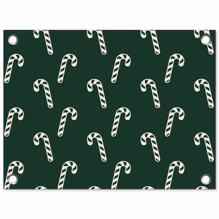 Tuinposter - Kerst - Groen - Wit - Zuurstok — 1