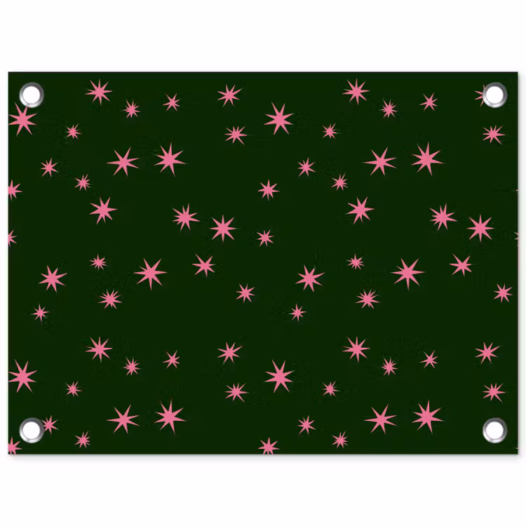 Tuinposter - Ster - Roze - Groen - Kerst — 1