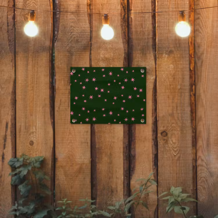 Tuinposter - Ster - Roze - Groen - Kerst — 2