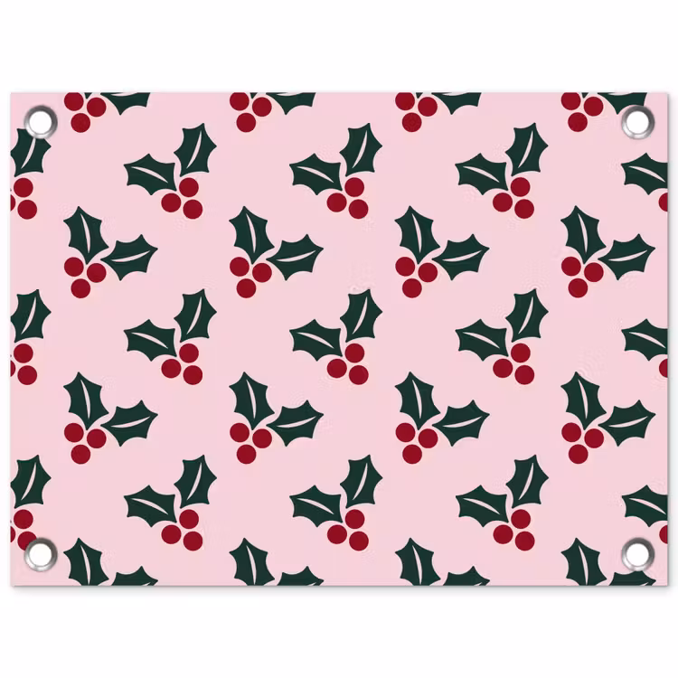 Tuinposter - Kerst - Hulst - Groen - Roze — 1