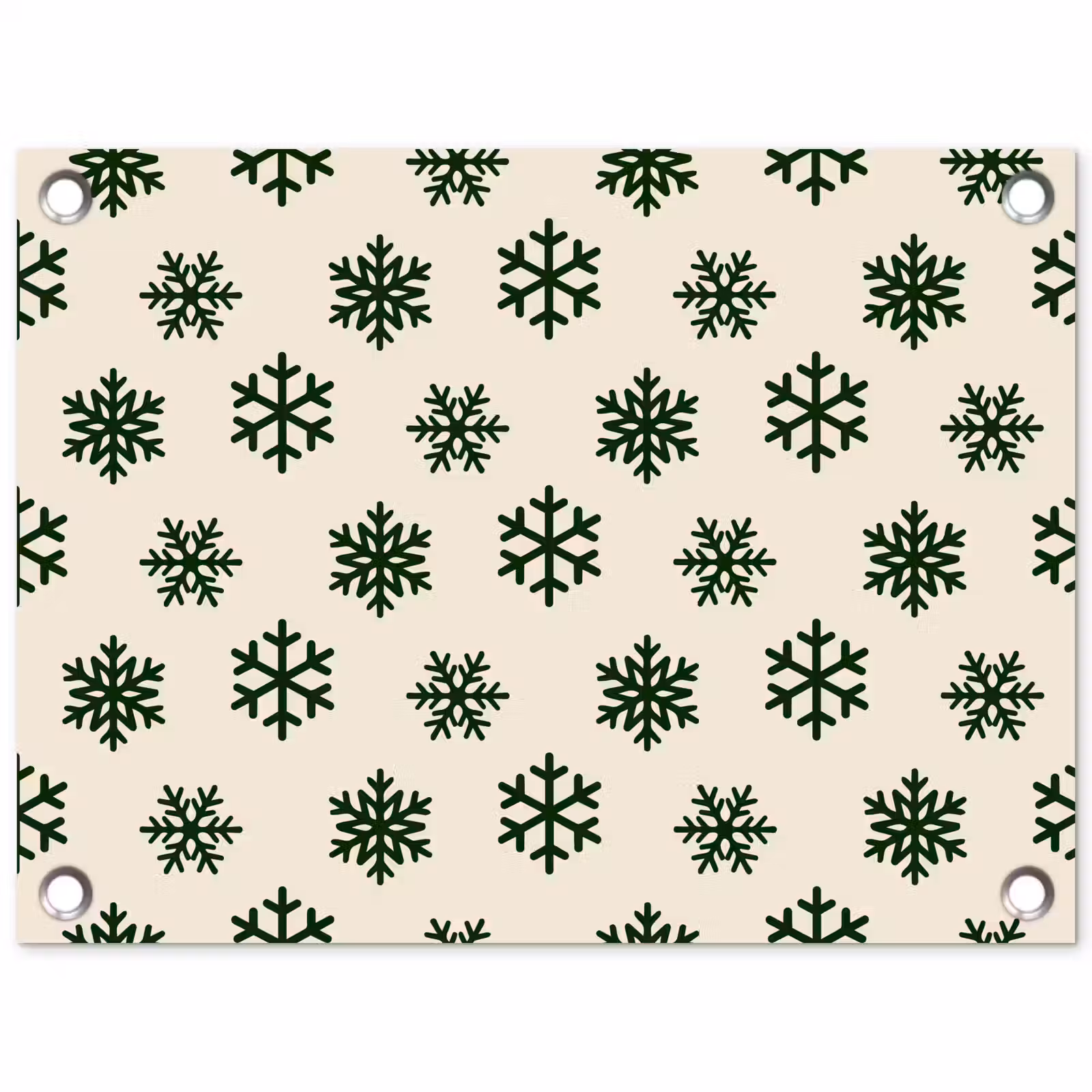 Tuinposter - Sneeuwvlok - Crème - Groen - Kerst — 1