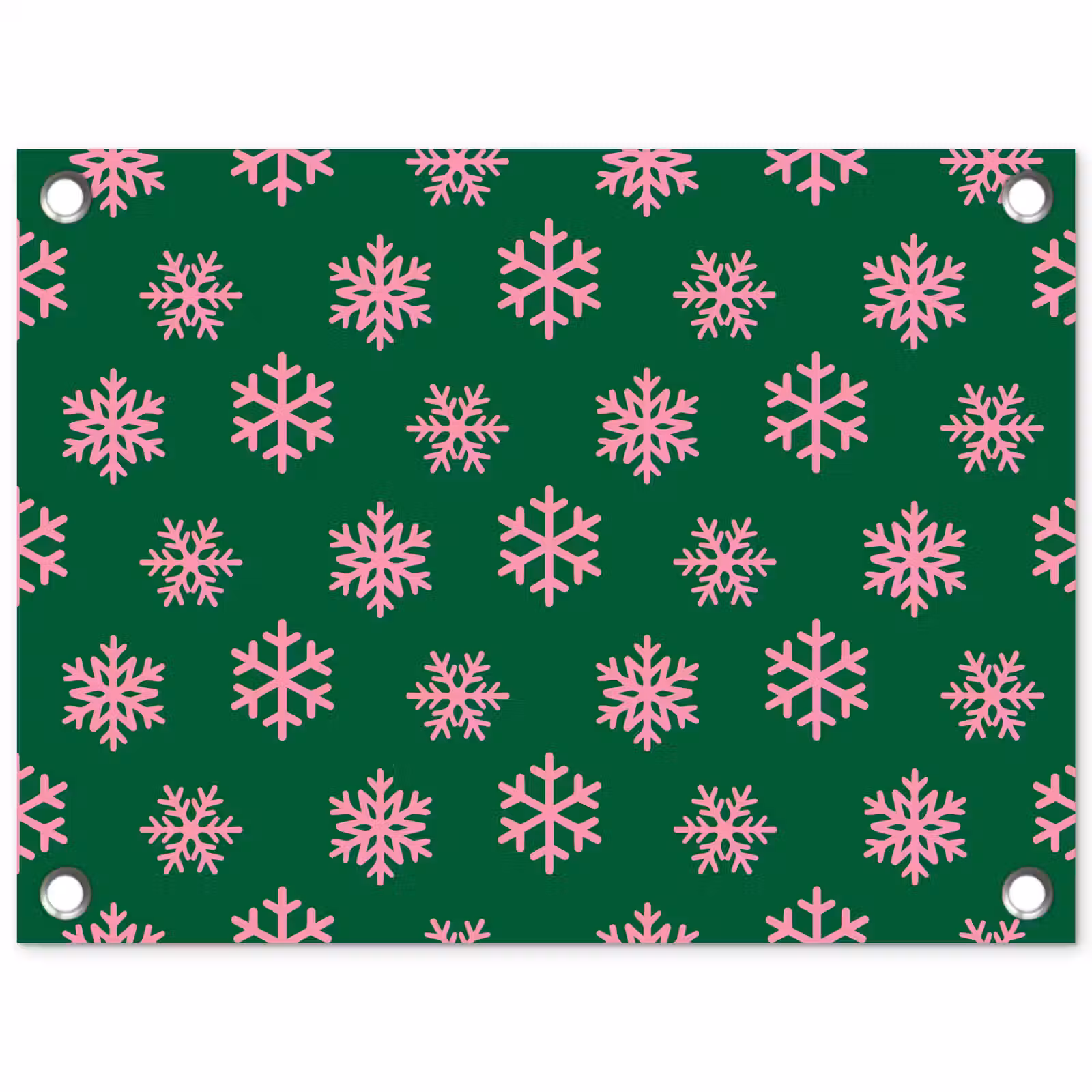 Tuinposter - Sneeuwvlok - Groen - Roze - Kerst — 1