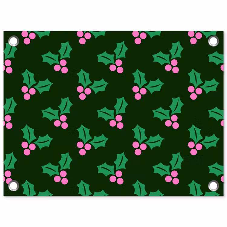 Tuinposter - Hulst - Groen - Roze - Kerst — 1