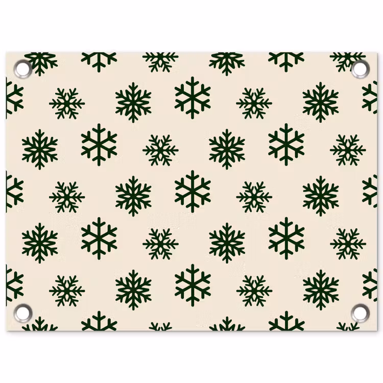 Tuinposter - Sneeuwvlok - Crème - Groen - Kerst — 1