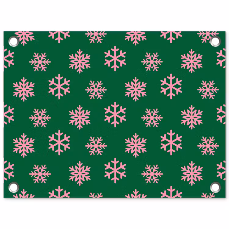 Tuinposter - Sneeuwvlok - Groen - Roze - Kerst — 1