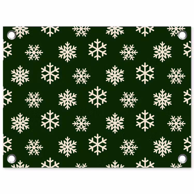 Tuinposter - Sneeuwvlok - Groen - Wit - Kerst — 1