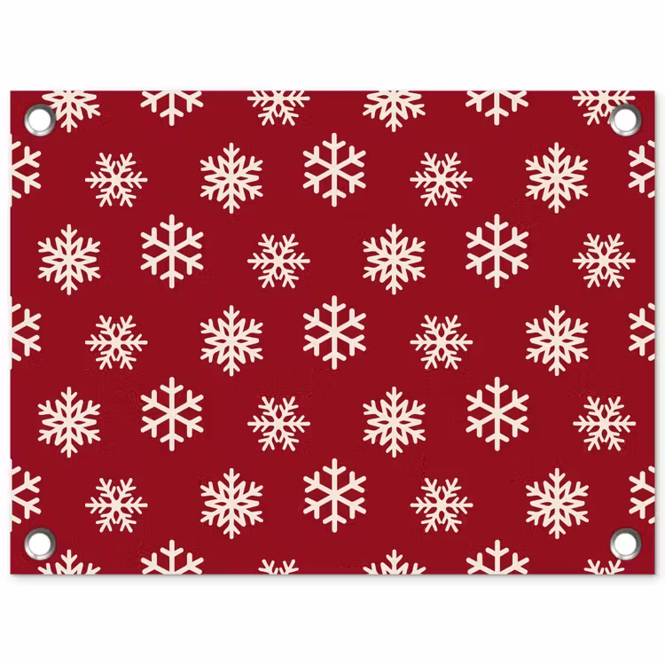 Tuinposter - Sneeuwvlok - Rood - Wit - Kerst — 1