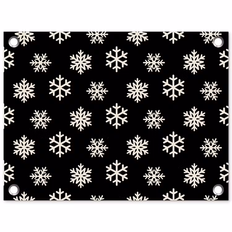 Tuinposter - Sneeuwvlok - Zwart - Wit - Kerst — 1
