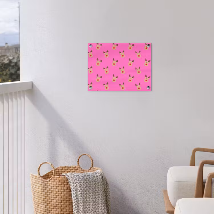 Tuinposter - Rendieren - Kerst - Neon - Roze — 3