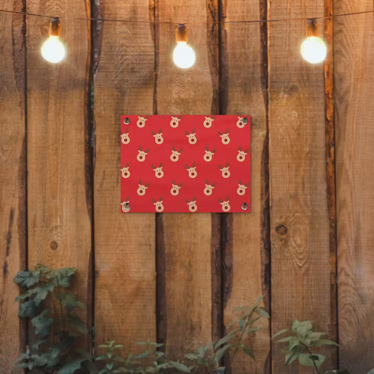 Tuinposter - Rendieren - Kerst - Rood — 2