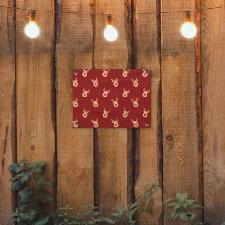 Tuinposter - Rendieren - Kerst - Rood - Bruin — 2