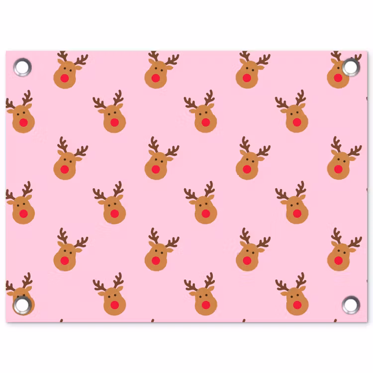 Tuinposter - Rendieren - Kerst - Roze - Rood — 1