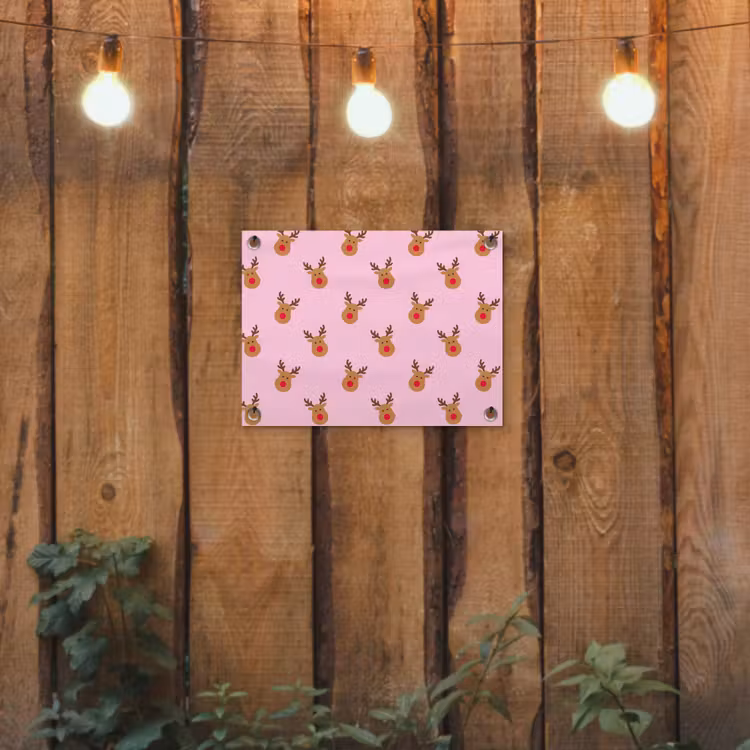 Tuinposter - Rendieren - Kerst - Roze - Rood — 2