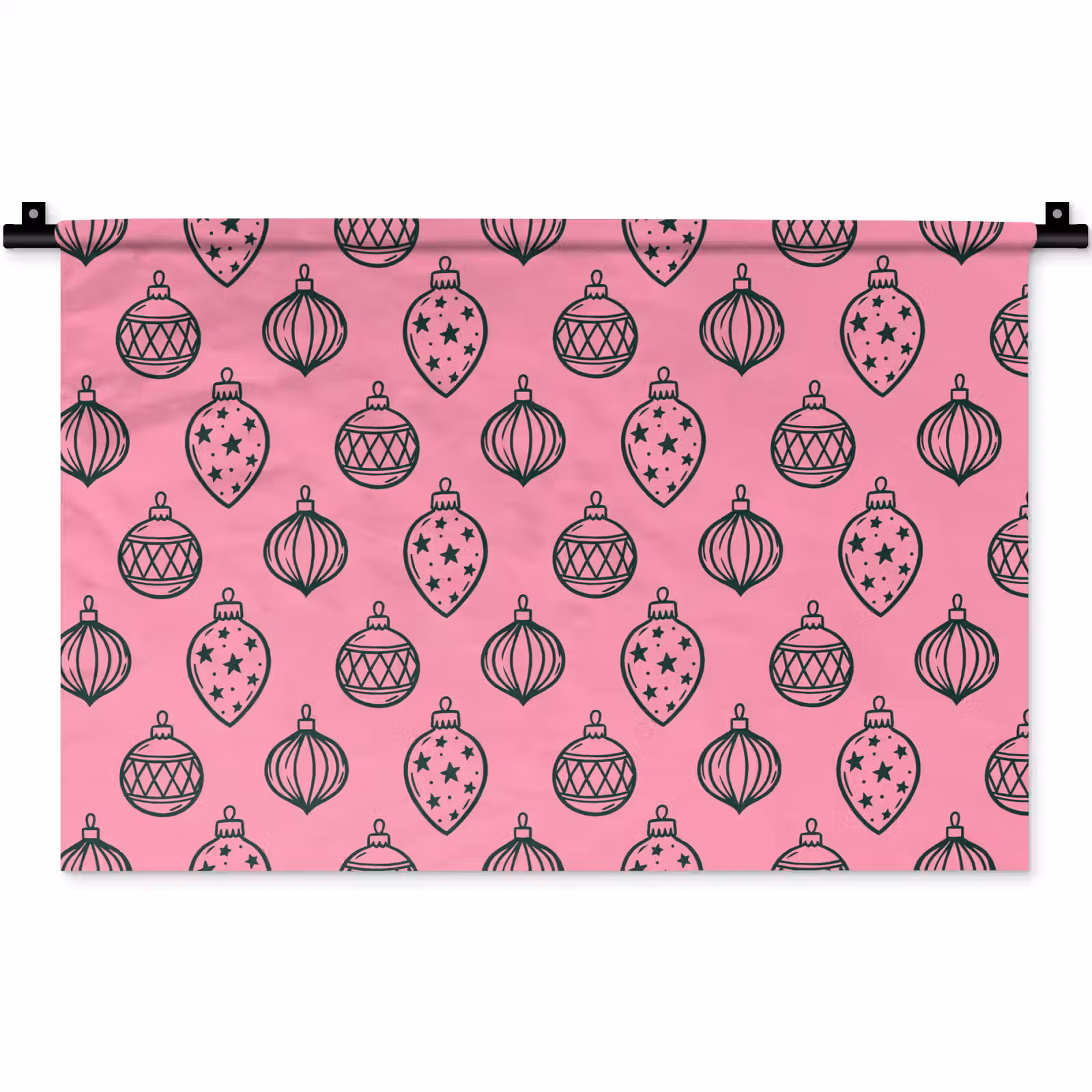 Wandkleed - Kerstbal - Groen - Roze — 1
