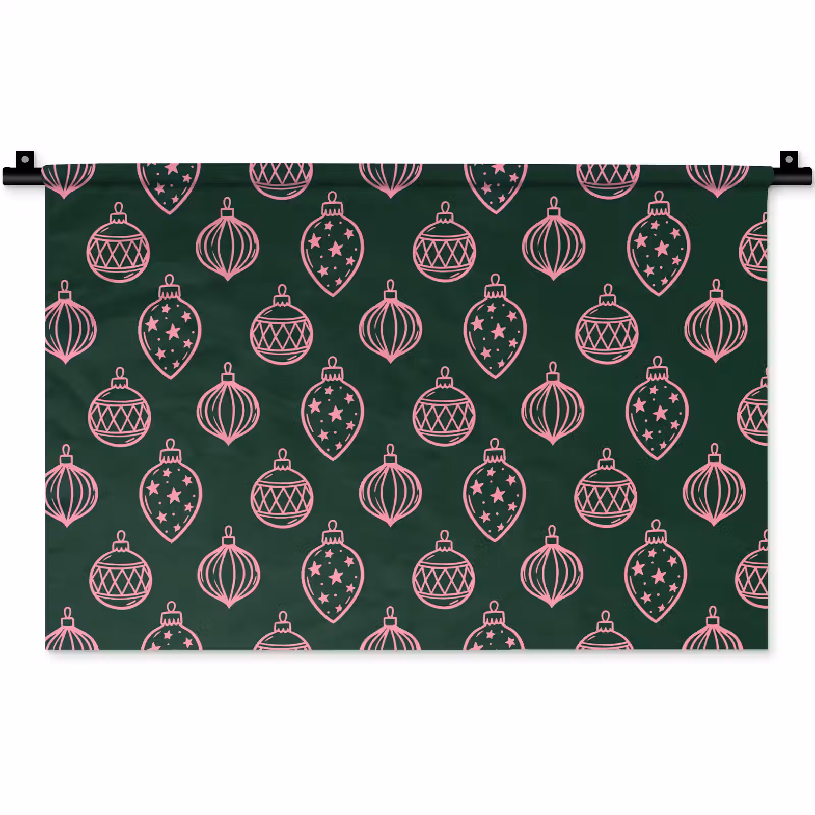 Wandkleed - Kerstbal - Roze - Groen — 1