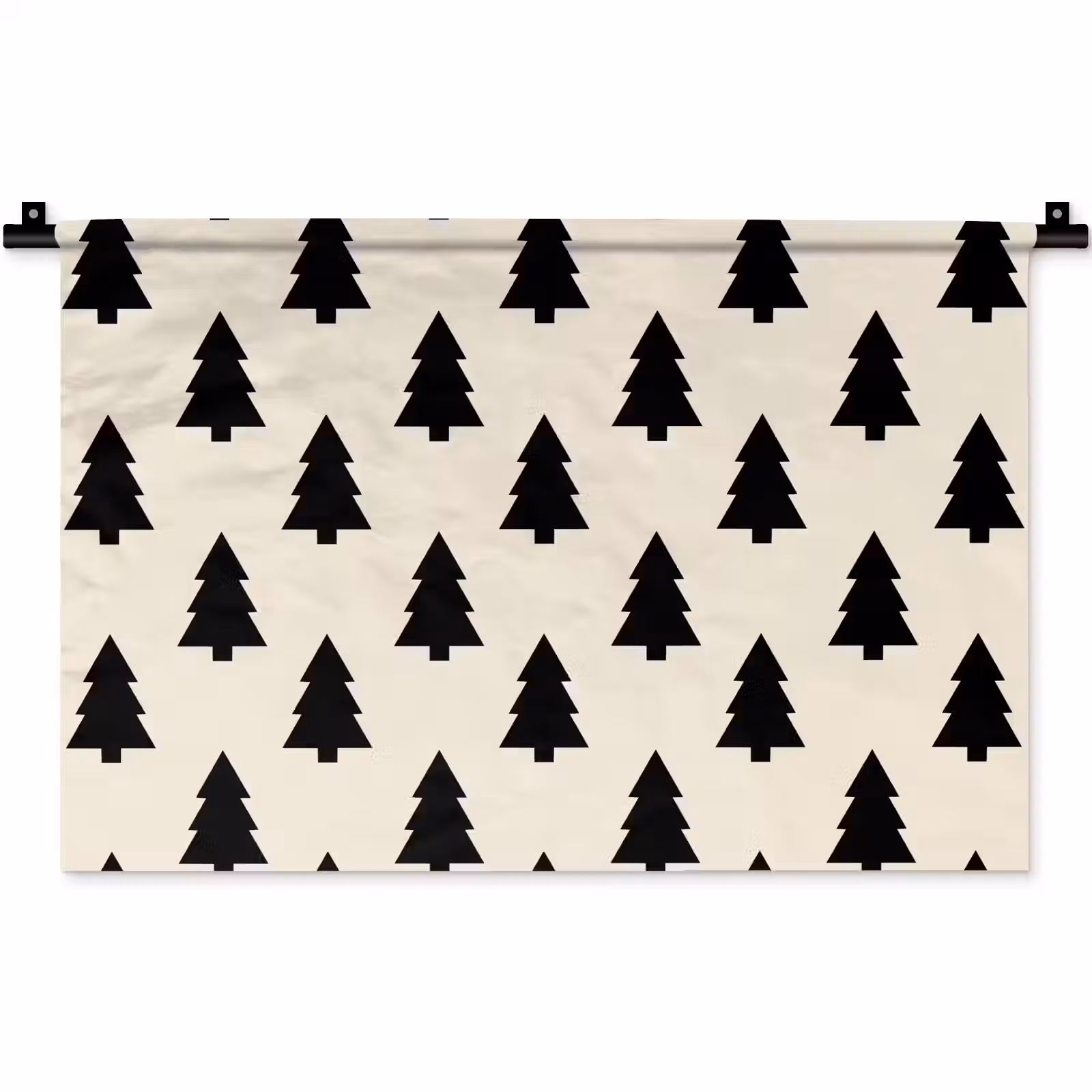 Wandkleed - Kerstboom - Wit - Zwart — 1