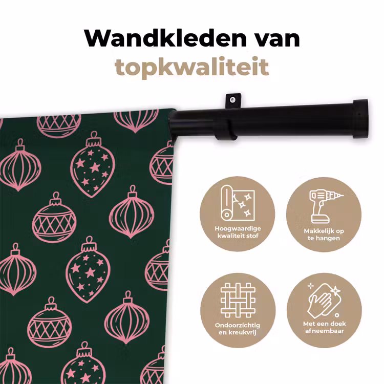 Wandkleed - Kerstbal - Roze - Groen — 3