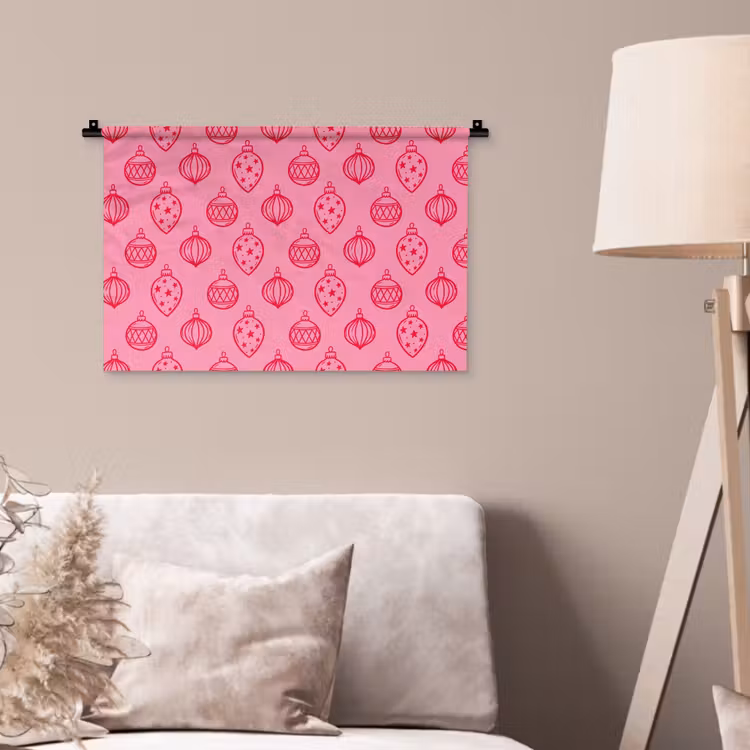 Wandkleed - Kerstbal - Roze - Rood — 2