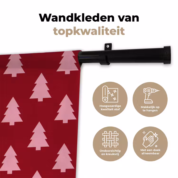 Wandkleed - Kerstboom - Burguny - Roze — 3