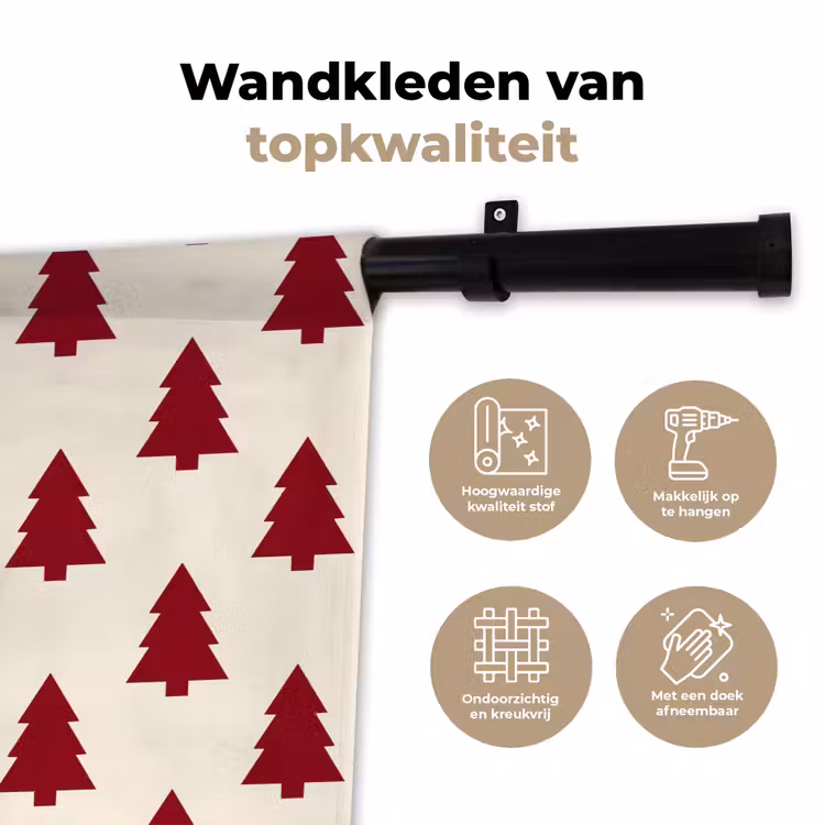 Wandkleed - Kerstboom - Crème - Rood — 3