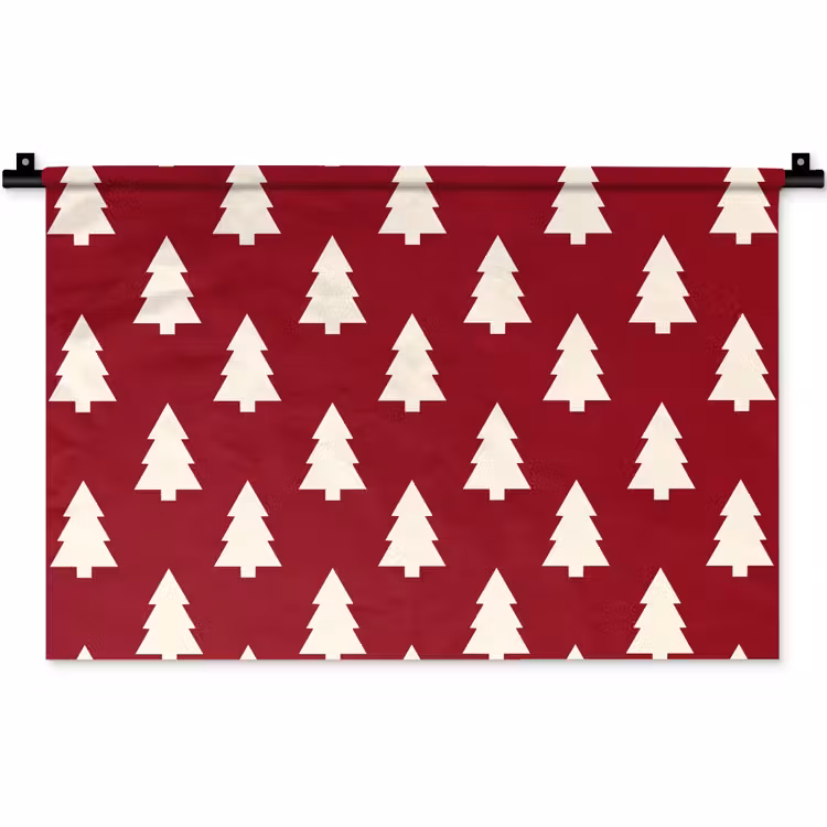 Wandkleed - Kerstboom - Rood - Wit — 1