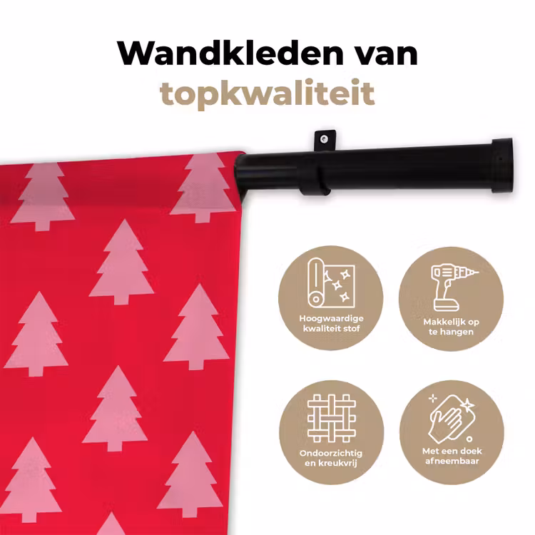 Wandkleed - Kerstboom - Roze - Rood — 3