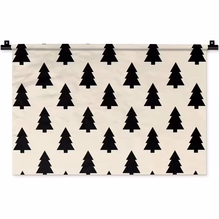 Wandkleed - Kerstboom - Wit - Zwart — 1