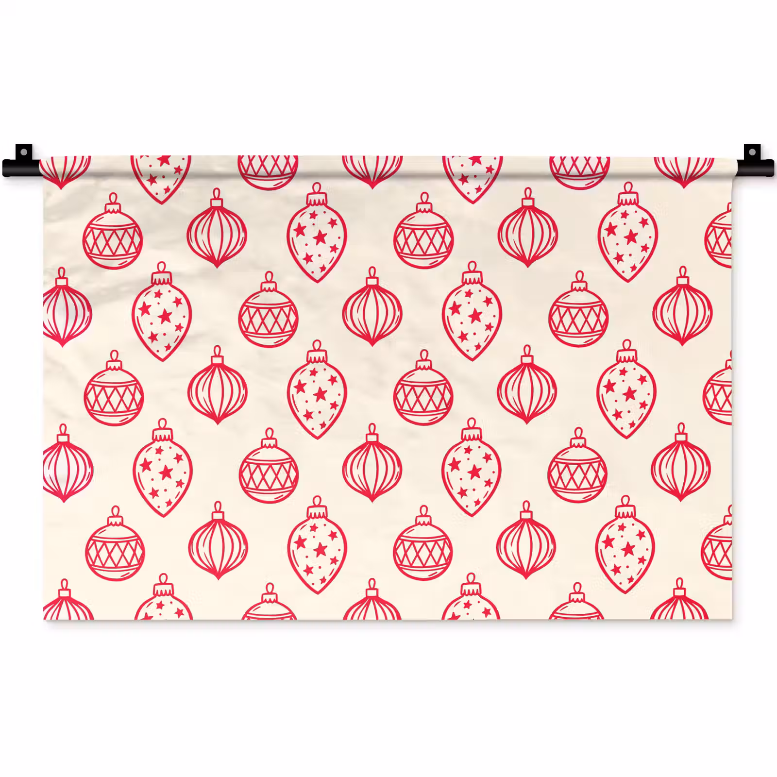 Wandkleed - Kerstbal - Crème - Rood — 1