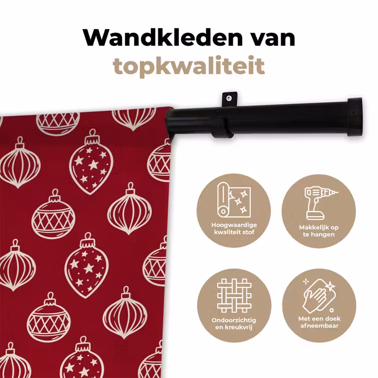 Wandkleed - Kerstbal - Rood - Crème — 3