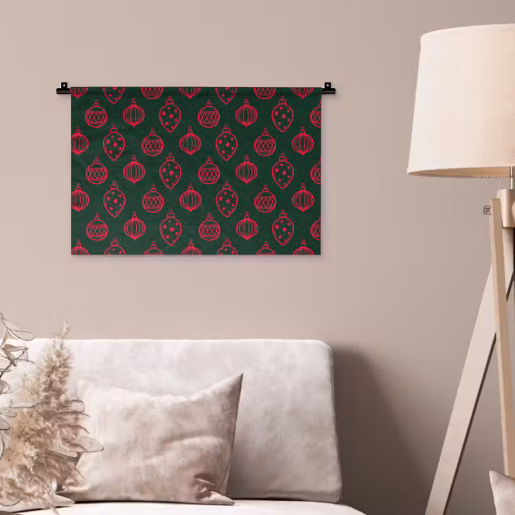 Wandkleed - Kerstbal - Rood - Groen — 2