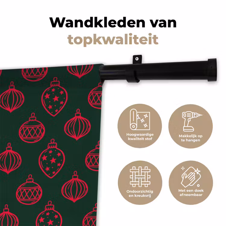 Wandkleed - Kerstbal - Rood - Groen — 3