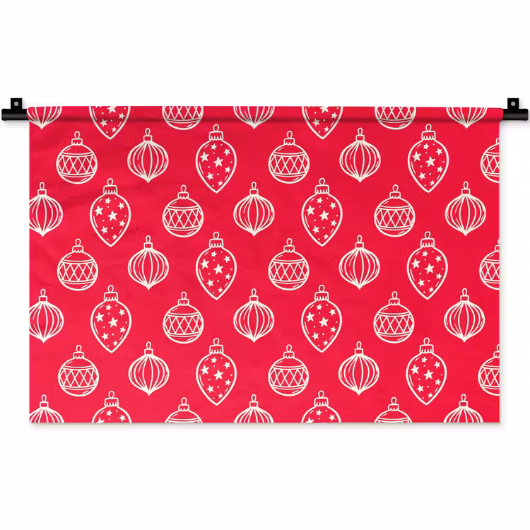 Wandkleed - Kerstbal - Rood - Wit — 1