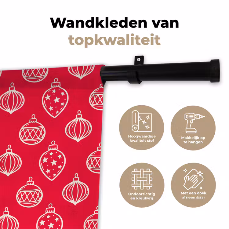 Wandkleed - Kerstbal - Rood - Wit — 3